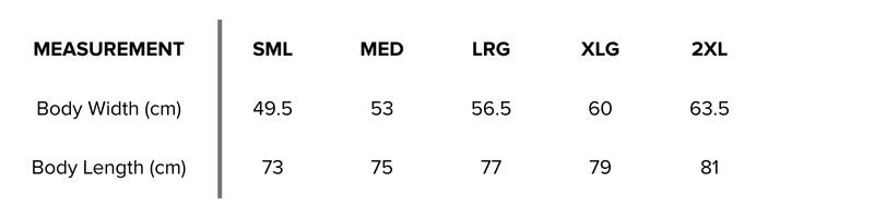 Centenary Polo Size Guide