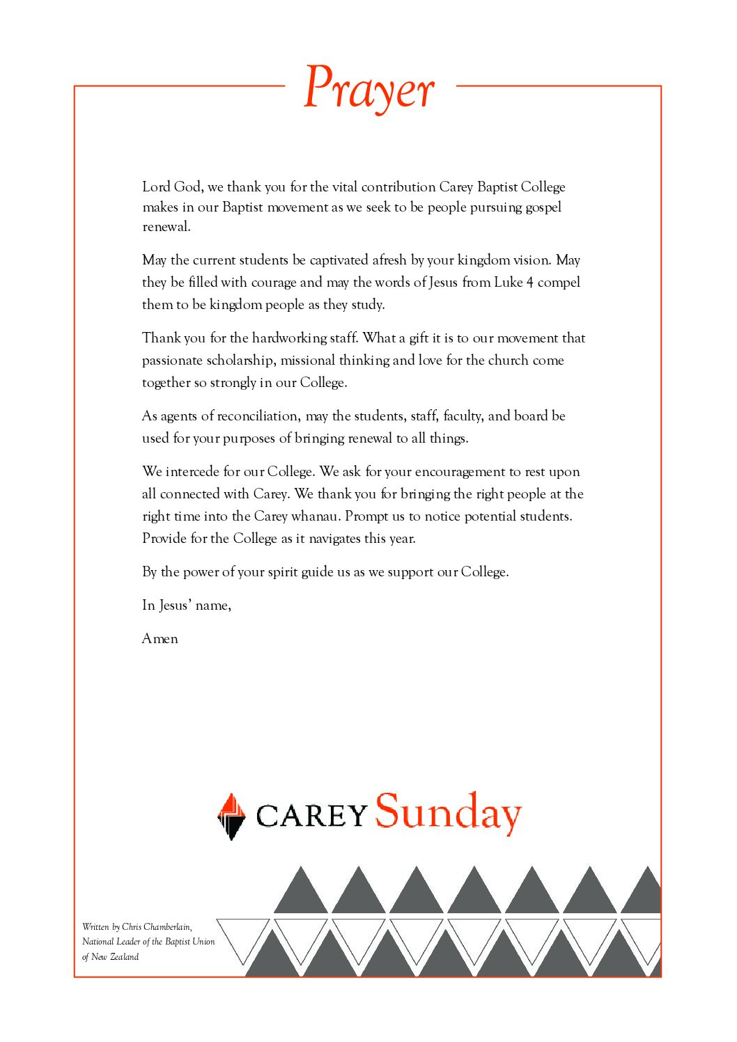 CareySunday 2026 Prayer from National Leader